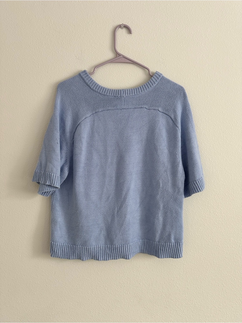 Abercrombie & Fitch Light Blue Short-Sleeve Knit Sweater Size M - Picture 4 of 9